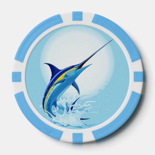 Blue Marlin Jumping out of Ocean ポーカーチップ (正面)
