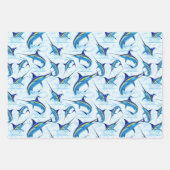 Blue Marlin Jumping out of Ocean ラッピングペーパーシート (正面2)
