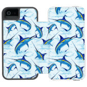 Blue Marlin Jumping out of Ocean Incipio iPhoneウォレットケース (フォリオ Open)