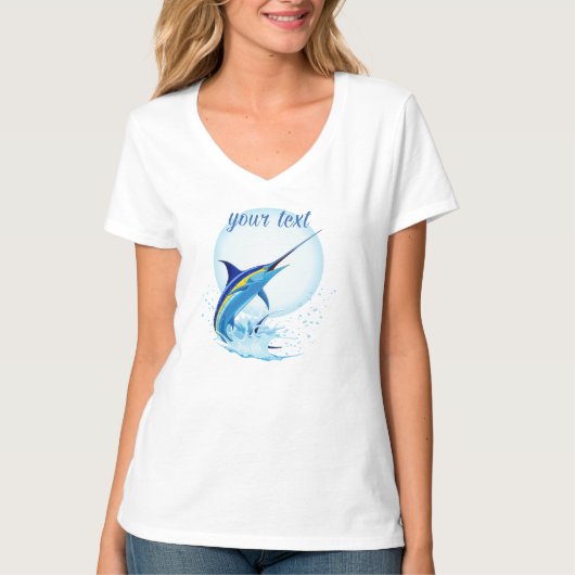 Blue Marlin Jumping out of Ocean Tシャツ (正面)