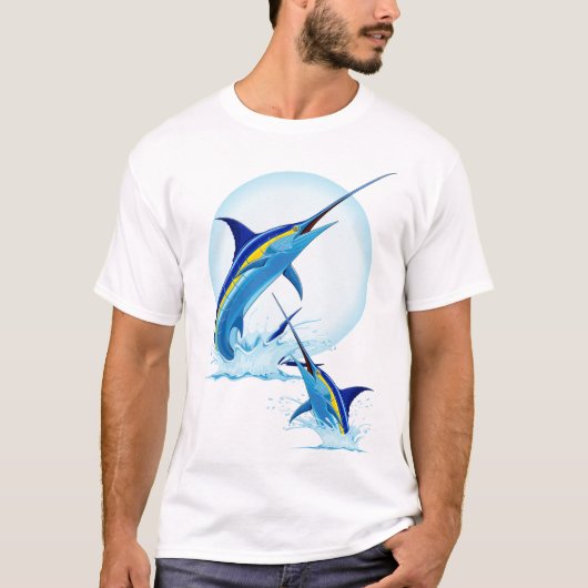 Blue Marlin Jumping out of Ocean Tシャツ (正面)