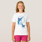 Blue Marlin Jumping out of Ocean Tシャツ (正面フル)