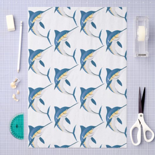 Blue Marlin Pattern 薄葉紙 (クラフト)