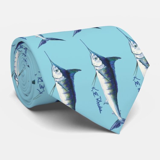 Blue Marlin pattern Tie ネクタイ (ロール)