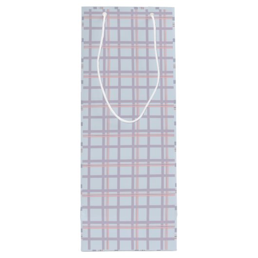 Blue & Maroon Plaid Pattern  Wine Gift Bag ワインギフトバッグ (裏面)