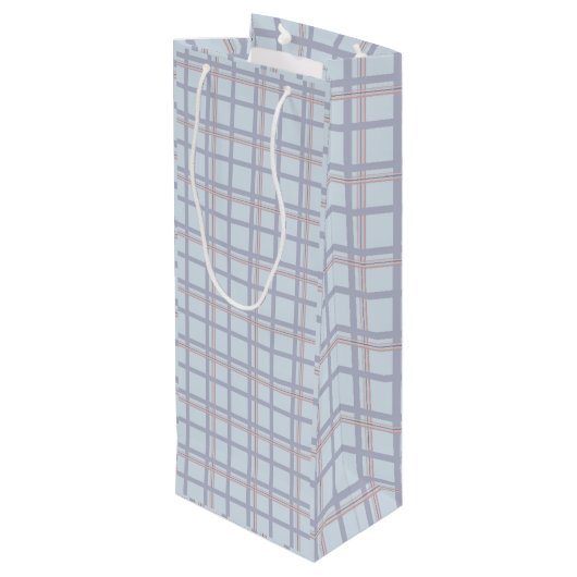 Blue & Maroon Plaid Pattern  Wine Gift Bag ワインギフトバッグ (裏面アングル)