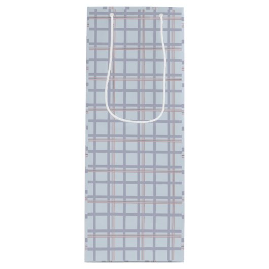 Blue & Maroon Plaid Pattern  Wine Gift Bag ワインギフトバッグ (正面)