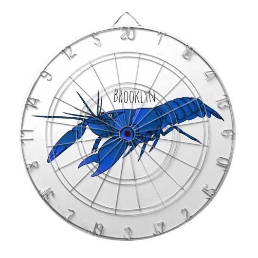 Blue marron crayfish cartoon illustration ダーツボード (正面)