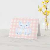 Blue Marshmallow Bunny Rabbits Easter カード (黄色い花)