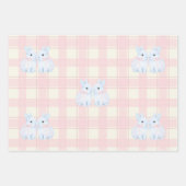 Blue Marshmallow Bunny Rabbits Easter ラッピングペーパーシート (正面3)