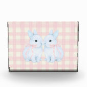 Blue Marshmallow Bunny Rabbits Easter Acrylic Art フォトブロック (正面)