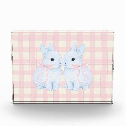 Blue Marshmallow Bunny Rabbits Easter Acrylic Art フォトブロック (正面)
