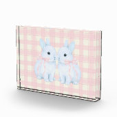 Blue Marshmallow Bunny Rabbits Easter Acrylic Art フォトブロック (右)
