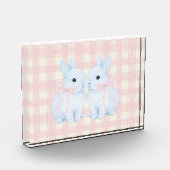 Blue Marshmallow Bunny Rabbits Easter Acrylic Art フォトブロック (左)
