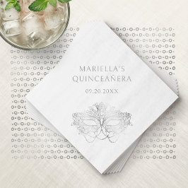 Blue Masquerade Mask Elegant Quinceanera スタンダードカクテルナプキン