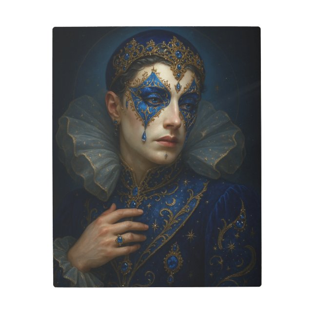 Blue Masquerade Metal Wall Art - Venetian Mask  メタルプリント (正面)