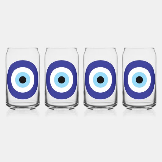 Blue Mati Evil Eye Greek Good Luck Symbol ガラス缶 (正面)