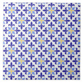 Blue Meadow Delicate Floral Mosaic Elegant  タイル (正面)
