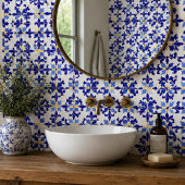 Blue Meadow Delicate Floral Mosaic Elegant  タイル
