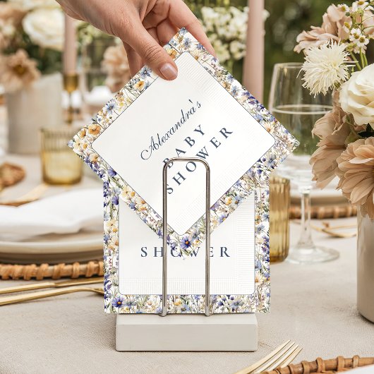 Blue Meadow Wildflower Baby Shower スタンダードカクテルナプキン