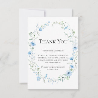 Blue Meadow Wildflower Personalized Wedding Gratit サンキューカード