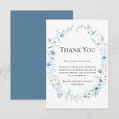 Blue Meadow Wildflower Personalized Wedding Gratit サンキューカード (正面/裏面)