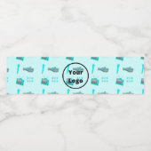 Blue media business pattern ペットボトルラベル (シングルラベル)