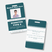 Blue Medical Alert緊急ID写真アダルト名B バッジ (Front & Back)