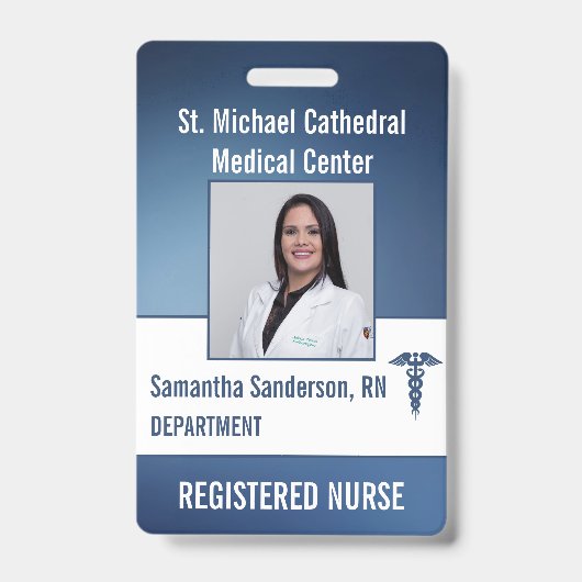 Blue Medical Security Employee IDバーコード、名前 バッジ (正面)