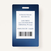 Blue Medical Security Employee IDバーコード、名前 バッジ (裏面)