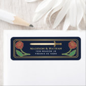 Blue Medieval Fantasy Gold Sword Wedding Label ラベル (インサイチュ)