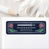 Blue Medieval Fantasy Silver Sword Wedding Label ラベル (インサイチュ)