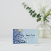 Blue Meditation Yoga Pose Instructor Business Card 名刺 (スタンド正面)