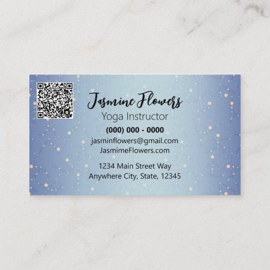 Blue Meditation Yoga Pose Instructor Business Card 名刺 (裏面)