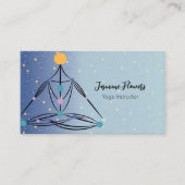Blue Meditation Yoga Pose Instructor Business Card 名刺 (正面)