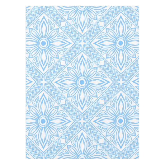 Blue Mediterranean Italian Tile Decorative Pattern テーブルクロス (正面)