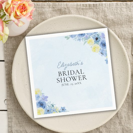 Blue Mediterranean Lemon Bridal shower スタンダードカクテルナプキン