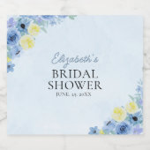 Blue Mediterranean Lemon Bridal shower スパークリングワインラベル (シングルラベル)