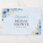 Blue Mediterranean Lemon Bridal shower スパークリングワインラベル (シングルラベル)