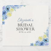 Blue Mediterranean Lemon Bridal shower スパークリングワインラベル (シングルラベル)