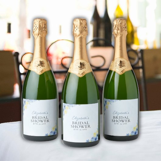 Blue Mediterranean Lemon Bridal shower スパークリングワインラベル