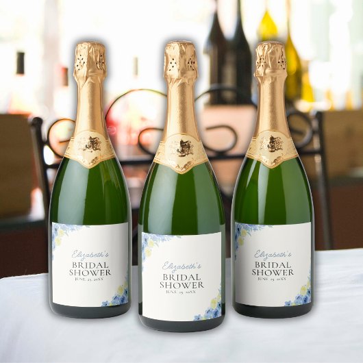 Blue Mediterranean Lemon Bridal shower スパークリングワインラベル