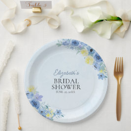 Blue Mediterranean Lemon Bridal shower ペーパープレート