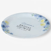 Blue Mediterranean Lemon Bridal shower ペーパープレート (アングル)