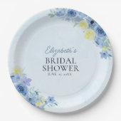 Blue Mediterranean Lemon Bridal shower ペーパープレート (正面)