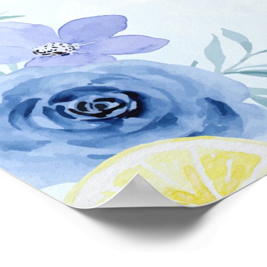 Blue Mediterranean Lemon Bridal shower ポスター (角)