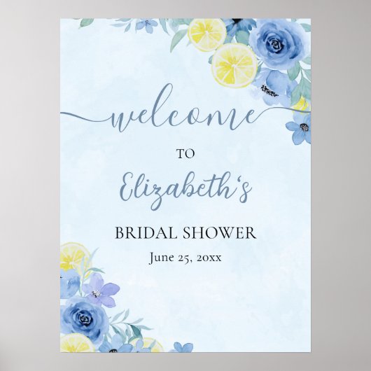 Blue Mediterranean Lemon Bridal shower ポスター (正面)