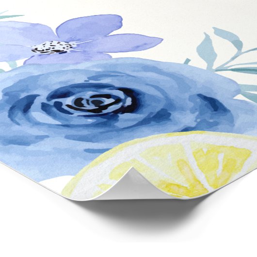 Blue Mediterranean Lemon Bridal shower ポスター (角)