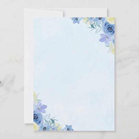 Blue Mediterranean Lemon Bridal shower 招待状 (裏面)