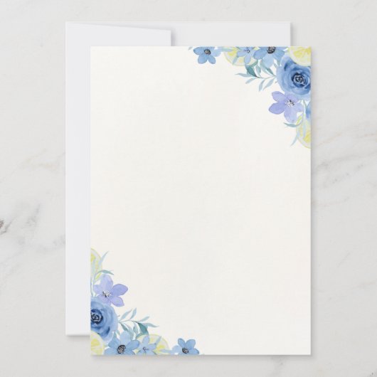 Blue Mediterranean Lemon Bridal shower 招待状 (裏面)